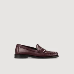 Femme SANDRO Mocassins Strassés Et Cloutés En Cuir