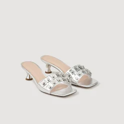Femme SANDRO Mules En Cuir Métallisé
