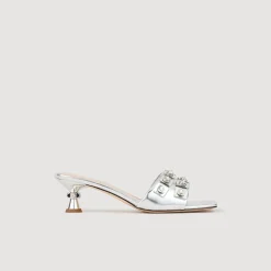 Femme SANDRO Mules En Cuir Métallisé