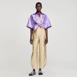 Femme SANDRO Pantalon Cargo Satiné