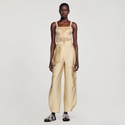 Femme SANDRO Pantalon Cargo Satiné