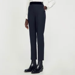 Femme SANDRO Pantalon De Costume Ceinture Velours
