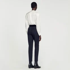Femme SANDRO Pantalon De Costume Ceinture Velours