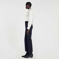 Femme SANDRO Pantalon De Costume Ceinture Velours