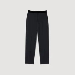 Femme SANDRO Pantalon De Costume Ceinture Velours