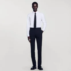 Homme SANDRO Pantalon De Costume Classique En Laine