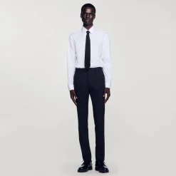 Homme SANDRO Pantalon De Costume Classique En Laine