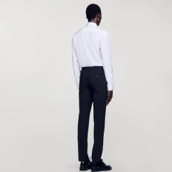 Homme SANDRO Pantalon De Costume Classique En Laine