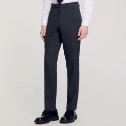 Homme SANDRO Pantalon De Costume En Laine