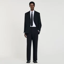 Homme SANDRO Pantalon De Costume En Laine
