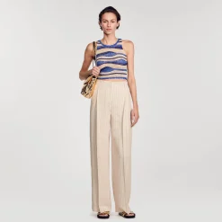 Femme SANDRO Pantalon De Costume Large à Rayures