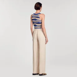 Femme SANDRO Pantalon De Costume Large à Rayures