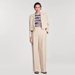 Femme SANDRO Pantalon De Costume Large à Rayures