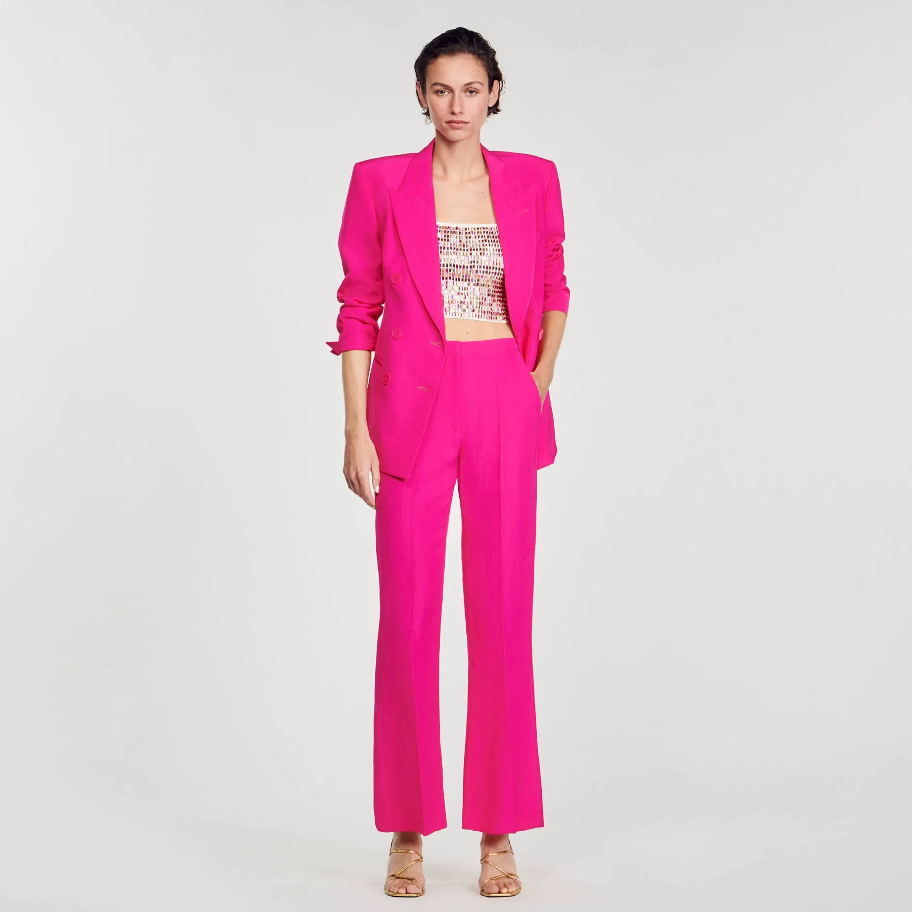 Femme SANDRO Pantalon De Costume évasé