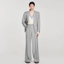 Femme SANDRO Pantalon De Costume évasé Taille Haute