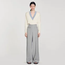 Femme SANDRO Pantalon De Costume évasé Taille Haute