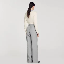 Femme SANDRO Pantalon De Costume évasé Taille Haute