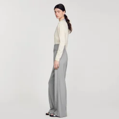 Femme SANDRO Pantalon De Costume évasé Taille Haute