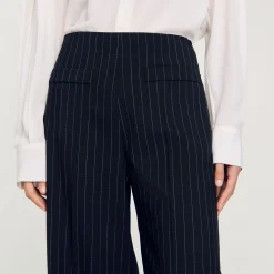 Femme SANDRO Pantalon Droit à Fines Rayures