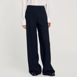 Femme SANDRO Pantalon Droit à Fines Rayures