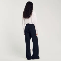 Femme SANDRO Pantalon Droit à Fines Rayures