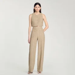 Femme SANDRO Pantalon Droit En Tweed