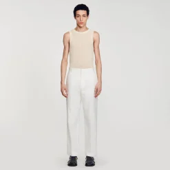 Homme SANDRO Pantalon En Lin Et Coton