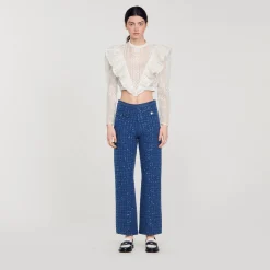 Femme SANDRO Pantalon En Maille Fantaisie