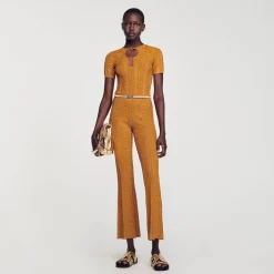 Femme SANDRO Pantalon En Maille Métallisée