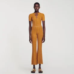 Femme SANDRO Pantalon En Maille Métallisée