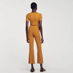 Femme SANDRO Pantalon En Maille Métallisée