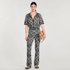 Femme SANDRO Pantalon Jacquard Fleur