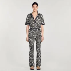Femme SANDRO Pantalon Jacquard Fleur