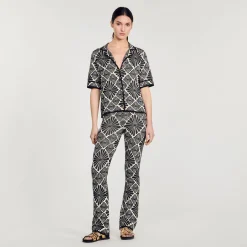 Femme SANDRO Pantalon Jacquard Fleur
