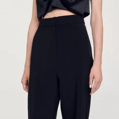 Femme SANDRO Pantalon Large à Bande Latérale Satinée