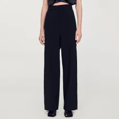 Femme SANDRO Pantalon Large à Bande Latérale Satinée