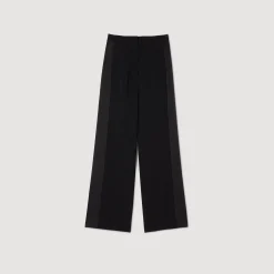 Femme SANDRO Pantalon Large à Bande Latérale Satinée
