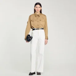 Femme SANDRO Pantalon Large En Toile