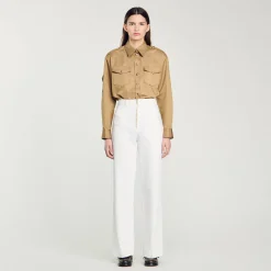 Femme SANDRO Pantalon Large En Toile