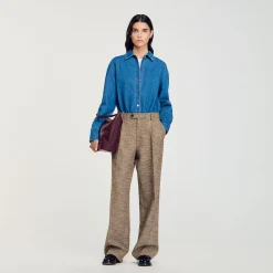 Femme SANDRO Pantalon Motif Pied De Poule