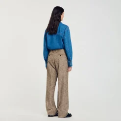 Femme SANDRO Pantalon Motif Pied De Poule