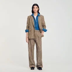 Femme SANDRO Pantalon Motif Pied De Poule