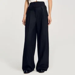 Femme SANDRO Pantalon Rayé à Double Ceinture