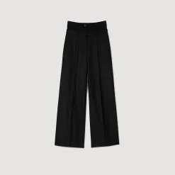Femme SANDRO Pantalon Rayé à Double Ceinture