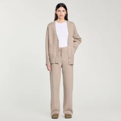 Femme SANDRO Pantalon Strassé En Maille