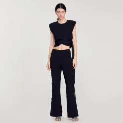 Femme SANDRO Pantalon évasé Ajouré Sur Les Côtés
