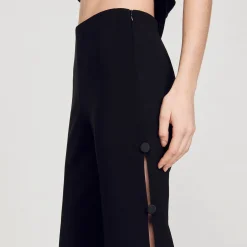 Femme SANDRO Pantalon évasé Ajouré Sur Les Côtés