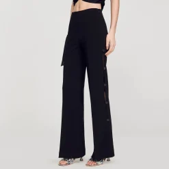 Femme SANDRO Pantalon évasé Ajouré Sur Les Côtés