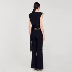 Femme SANDRO Pantalon évasé Ajouré Sur Les Côtés