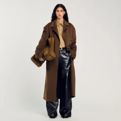 Femme SANDRO Pantalon évasé En Cuir